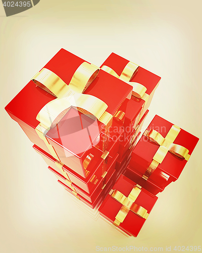 Image of Bright christmas gifts. 3D illustration. Vintage style.
