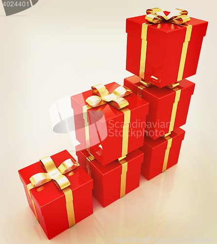 Image of Bright christmas gifts. 3D illustration. Vintage style.
