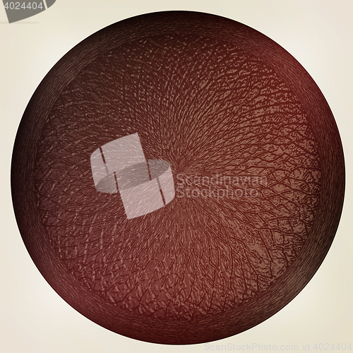 Image of button with leather texture . 3D illustration. Vintage style.