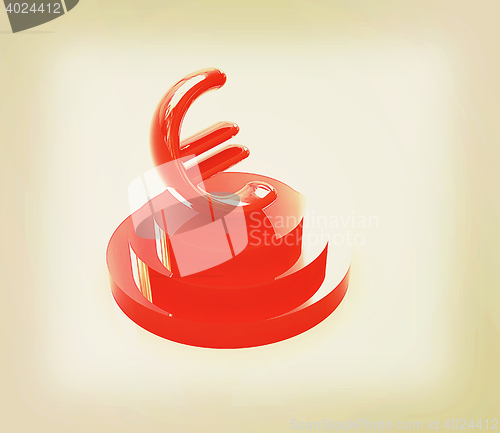 Image of icon euro sign on podium. 3D illustration. Vintage style.