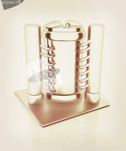 Image of 3d abstract metal pressure vessel. 3D illustration. Vintage styl