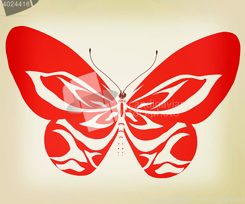 Image of beauty butterfly. 3D illustration. Vintage style.