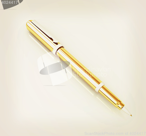 Image of Gold corporate pen design . 3D illustration. Vintage style.