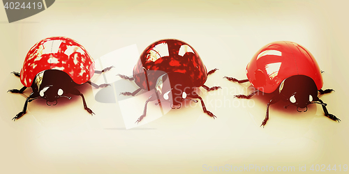 Image of Ladybirds. 3D illustration. Vintage style.