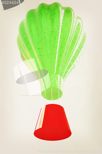 Image of Hot Air Balloons with Gondola. 3D illustration. Vintage style.