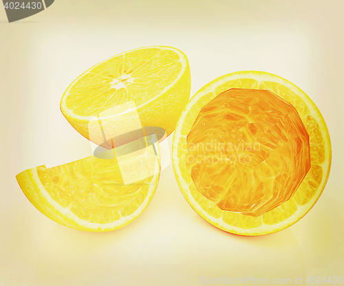 Image of orange fruit. 3D illustration. Vintage style.