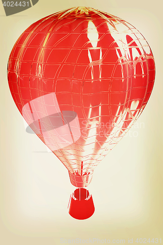 Image of Hot Air Balloons with Gondola. 3D illustration. Vintage style.