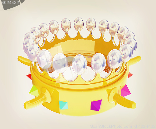 Image of Crown for a Royal King Cartoon. 3D illustration. Vintage style.