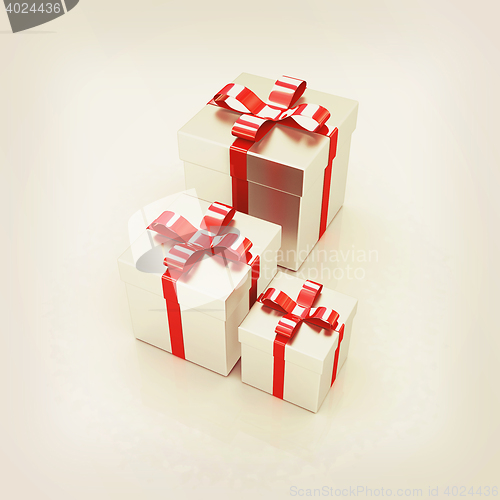 Image of gift boxes. 3D illustration. Vintage style.