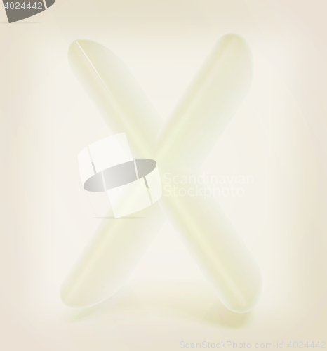 Image of Glossy alphabet. The letter \"X\". 3D illustration. Vintage style.
