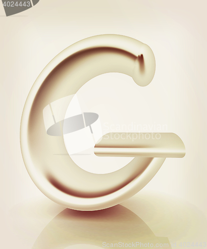 Image of 3D metall letter \"G\". 3D illustration. Vintage style.
