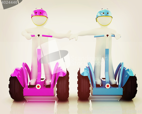 Image of 3d people in riding on a personal and ecological transport in he