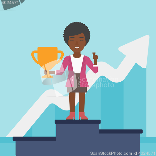 Image of Business woman proud of her business award.