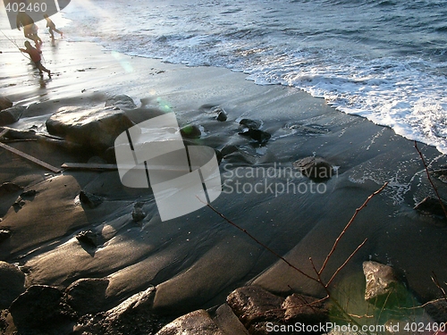 Image of Children on the winter beach