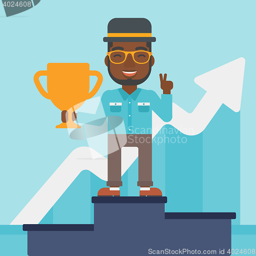 Image of Businessman proud of his business award.