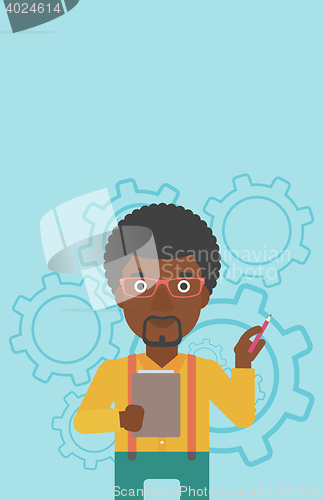 Image of Businessman with pencil vector illustration.
