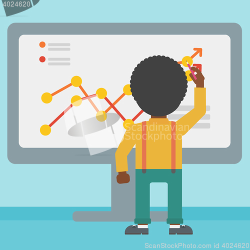 Image of Businessman presenting report vector illustration.
