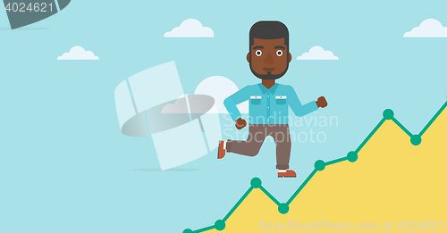 Image of Businessman running upstairs.