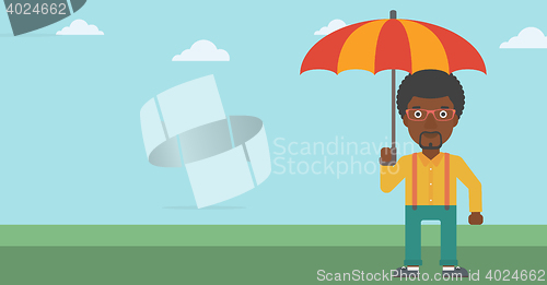 Image of Business man with umbrella vector illustration.