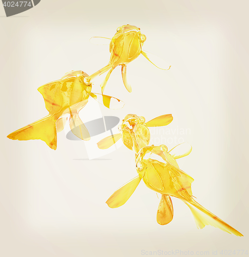 Image of Gold fishes. 3D illustration. Vintage style.