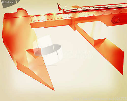 Image of Vernier caliper . 3D illustration. Vintage style.