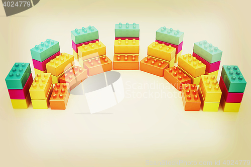 Image of Building blocks efficiency concept on white . 3D illustration. V