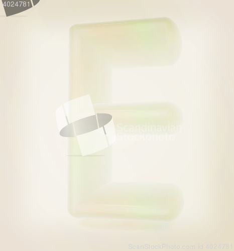 Image of Glossy alphabet. The letter \"E\". 3D illustration. Vintage style.