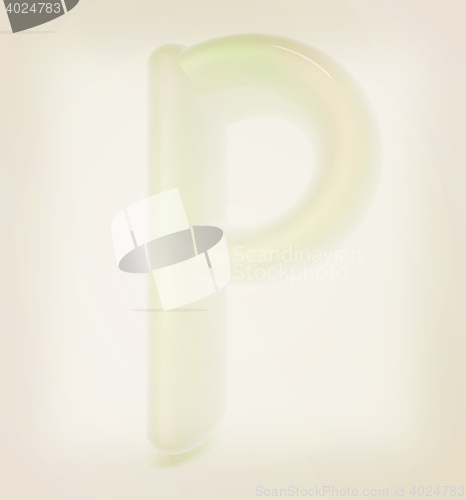 Image of Glossy alphabet. The letter \"P\". 3D illustration. Vintage style.
