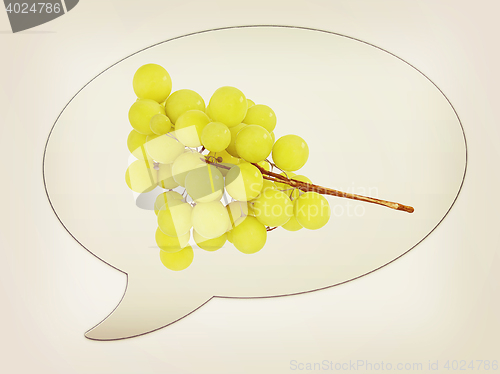 Image of messenger window icon and Grapes. 3D illustration. Vintage style