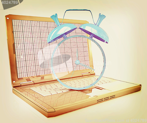 Image of Notebook and clock . 3D illustration. Vintage style.