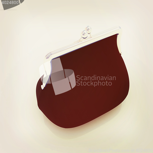 Image of purse on white background . 3D illustration. Vintage style.