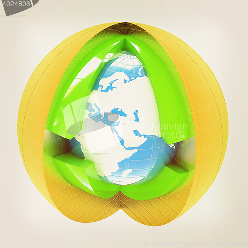Image of Abstract globe symbol. 3D illustration. Vintage style.