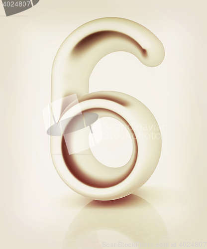 Image of Number \"6\"- six. 3D illustration. Vintage style.