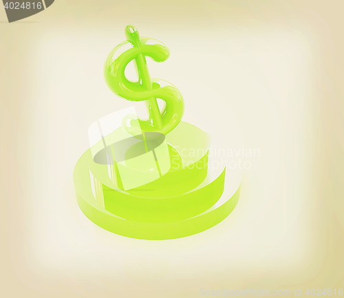 Image of icon dollar sign on podium. 3D illustration. Vintage style.