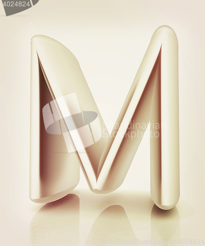 Image of 3D metall letter \"M\". 3D illustration. Vintage style.