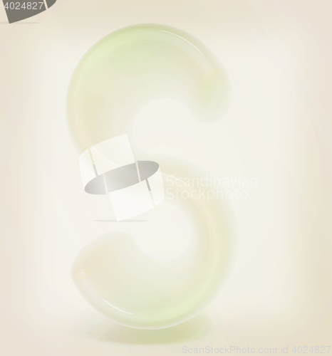 Image of Glossy alphabet. The letter \"S\". 3D illustration. Vintage style.