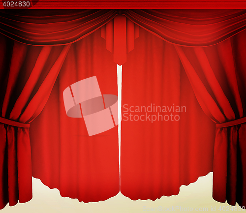 Image of Red curtains isolated on a white background . 3D illustration. V