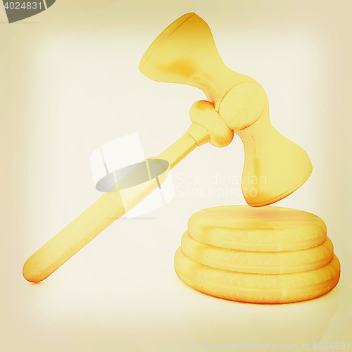 Image of Wooden gavel isolated on white background. 3D illustration. Vint