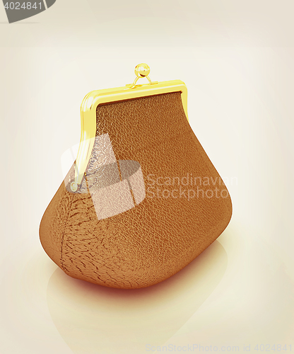 Image of Leather purse. 3D illustration. Vintage style.