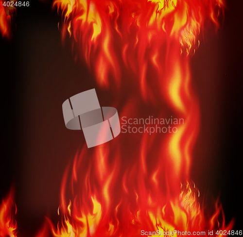 Image of fire isolated over black. 3D illustration. Vintage style.