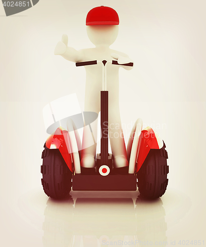Image of 3d white person riding on a personal and ecological transport. 3