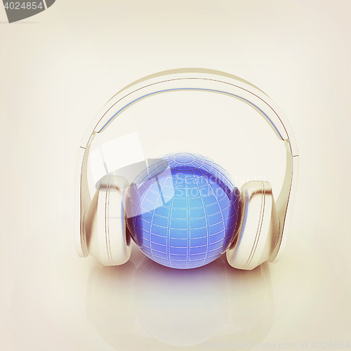 Image of abstract 3d illustration of earth listening music . 3D illustrat