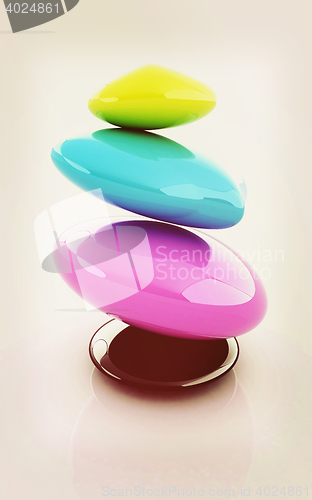 Image of Colorfull spa stones. 3d icon. 3D illustration. Vintage style.