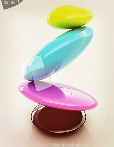 Image of Colorfull spa stones. 3d icon. 3D illustration. Vintage style.