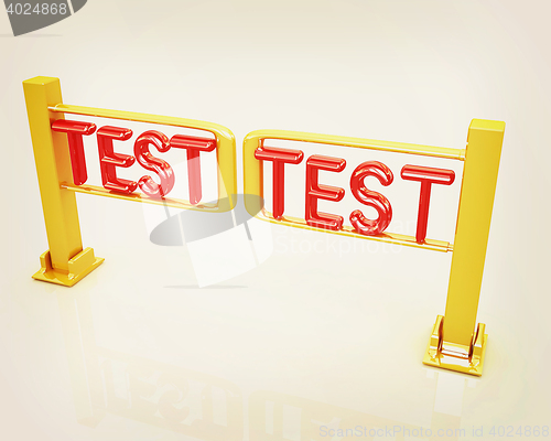 Image of Test with turnstile . 3D illustration. Vintage style.