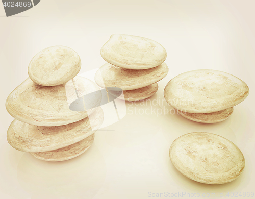 Image of Glossy spa stones. 3d icon . 3D illustration. Vintage style.