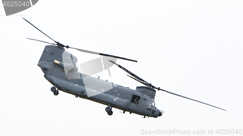 Image of LEEUWARDEN, NETHERLANDS - JUNI 11 2016: Chinook CH-47 military h