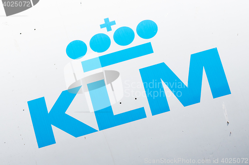 Image of LELYSTAD, THE NETHERLANDS - JUNE 9; Logo of the dutch KLM, royal