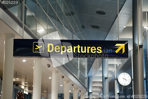 Image of Departures airport sign