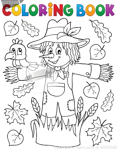 Image of Coloring book scarecrow theme 1